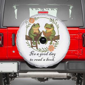 It Is A Good Day To Read A Book Spare Tire Cover Frog Book Lover TS12 White Print Your Wear