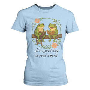 It Is A Good Day To Read A Book T Shirt For Women Frog Book Lover TS12 Light Blue Print Your Wear