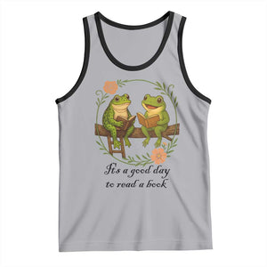 It Is A Good Day To Read A Book Tank Top Frog Book Lover TS12 Athletic Heather Black Print Your Wear