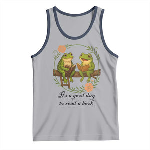It Is A Good Day To Read A Book Tank Top Frog Book Lover TS12 Athletic Heather Navy Print Your Wear