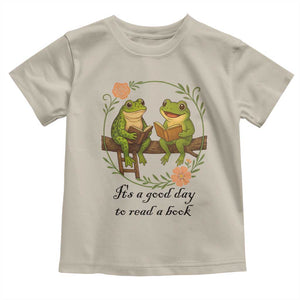 It Is A Good Day To Read A Book Toddler T Shirt Frog Book Lover TS12 Sand Print Your Wear
