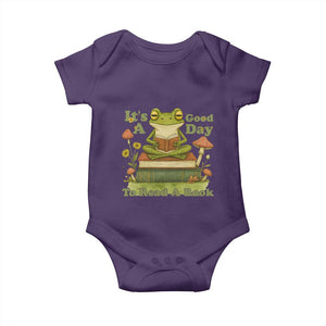 It Is A Good Day To Read A Book Baby Onesie Funny Frog Reading TS12 Purple Print Your Wear