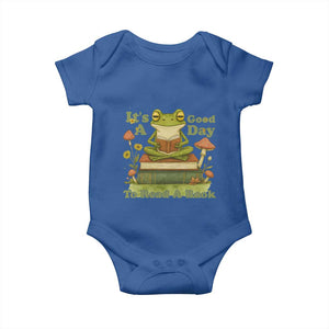 It Is A Good Day To Read A Book Baby Onesie Funny Frog Reading TS12 Royal Blue Print Your Wear