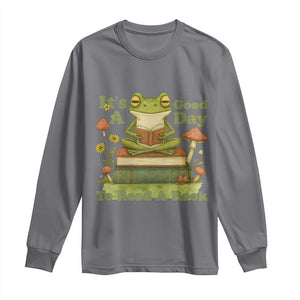 It Is A Good Day To Read A Book Long Sleeve Shirt Funny Frog Reading TS12 Charcoal Print Your Wear
