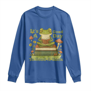 It Is A Good Day To Read A Book Long Sleeve Shirt Funny Frog Reading TS12 Royal Blue Print Your Wear
