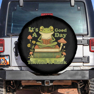 It Is A Good Day To Read A Book Spare Tire Cover Funny Frog Reading TS12 No hole Black Print Your Wear