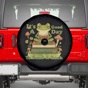 It Is A Good Day To Read A Book Spare Tire Cover Funny Frog Reading TS12 Black Print Your Wear