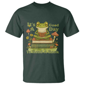 It Is A Good Day To Read A Book T Shirt Funny Frog Reading TS12 Dark Forest Green Print Your Wear