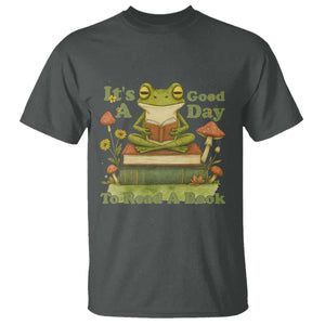 It Is A Good Day To Read A Book T Shirt Funny Frog Reading TS12 Dark Heather Print Your Wear
