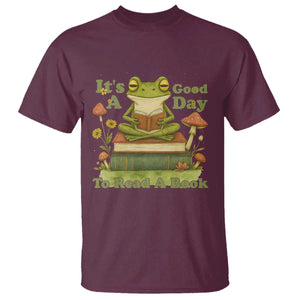 It Is A Good Day To Read A Book T Shirt Funny Frog Reading TS12 Maroon Print Your Wear