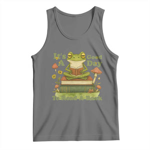 It Is A Good Day To Read A Book Tank Top Funny Frog Reading TS12 Black Heather Print Your Wear