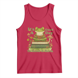 It Is A Good Day To Read A Book Tank Top Funny Frog Reading TS12 Red Print Your Wear