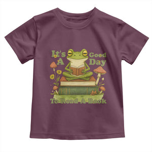 It Is A Good Day To Read A Book Toddler T Shirt Funny Frog Reading TS12 Maroon Print Your Wear