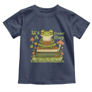 It Is A Good Day To Read A Book Toddler T Shirt Funny Frog Reading TS12 Navy Print Your Wear