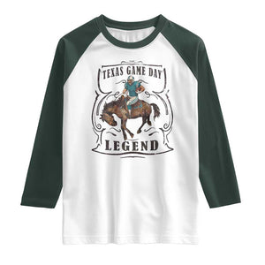 TX Game Day Legend Raglan Shirt Funny CFF TS12 White Dark Forest Green Print Your Wear