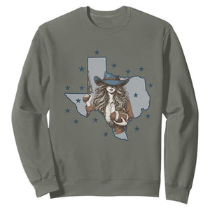 Funny TX Cowgirl Sweatshirt Football Lover Gift TS12 Military Green Print Your Wear