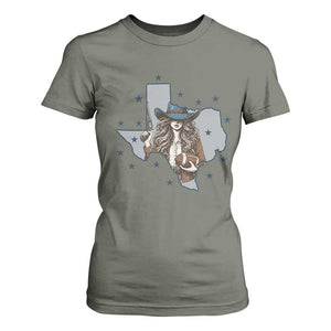 Funny TX Cowgirl T Shirt For Women Football Lover Gift TS12 Military Green Print Your Wear