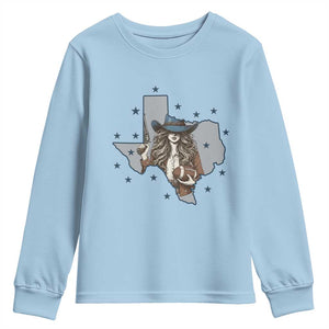 Funny TX Cowgirl Youth Sweatshirt Football Lover Gift TS12 Light Blue Print Your Wear