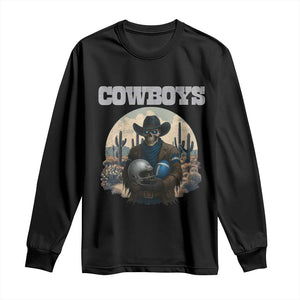 Skeleton Cowboy FB Player Long Sleeve Shirt Western Fan Gift TS12 Black Print Your Wear