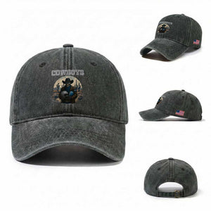 Skeleton Cowboy FB Player Washed Cotton Baseball Cap Western Fan Gift TS12 Washed Cap Universal Fit Dark Green Print Your Wear