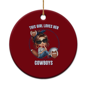 This Girl Loves Her Cowboy Ceramic Ornament Game Day Gift For Fans TS12 1pc Red Print Your Wear
