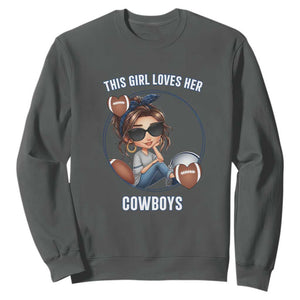 This Girl Loves Her Cowboy Sweatshirt Game Day Gift For Fans TS12 Dark Heather Print Your Wear
