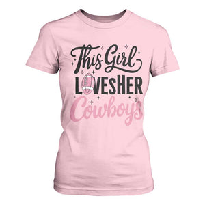 Funny DF Fan Gift T Shirt For Women This Girl Loves Her Cowboy TS12 Light Pink Print Your Wear