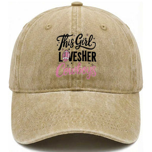 Funny DF Fan Gift Washed Cotton Baseball Cap This Girl Loves Her Cowboy TS12 Print Your Wear