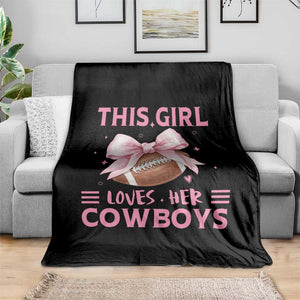 This Girl Loves Her Cowboy Throw Blanket Pink Bow FF Gift TS12 Print Your Wear