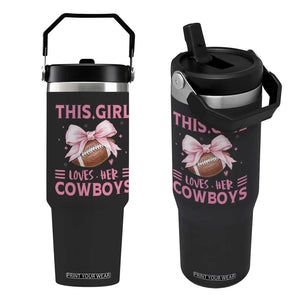 This Girl Loves Her Cowboy Flip Straw Tumbler Pink Bow FF Gift TS12 One Size: 30 oz Black Print Your Wear