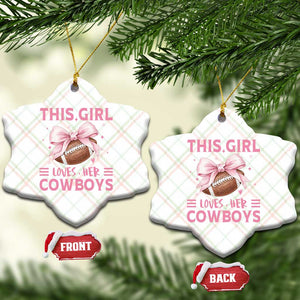 This Girl Loves Her Cowboy Ceramic Ornament Pink Bow FF Gift TS12 Print Your Wear