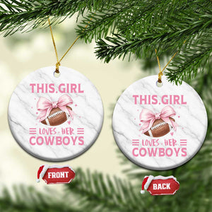 This Girl Loves Her Cowboys Ceramic Ornament Pink Bow Football Fan Gift TS12 1pc White Marble Print Your Wear