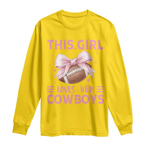 This Girl Loves Her Cowboy Long Sleeve Shirt Pink Bow FF Gift TS12 Daisy Print Your Wear