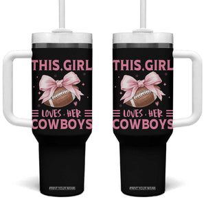 This Girl Loves Her Cowboy Tumbler With Handle Pink Bow FF Gift TS12 One Size: 40 oz Black Print Your Wear