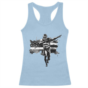 Patriotic Football Dab Racerback Tank Top American Flag Sports Fan Gift TS12 Light Blue Print Your Wear