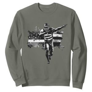 Patriotic Football Dab Sweatshirt American Flag Sports Fan Gift TS12 Military Green Print Your Wear