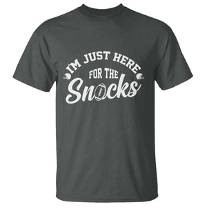Funny Football Lover T Shirt Im Just Here For The Snacks TS12 Dark Heather Print Your Wear