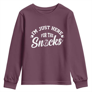 Funny Football Lover Youth Sweatshirt Im Just Here For The Snacks TS12 Maroon Print Your Wear