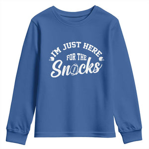 Funny Football Lover Youth Sweatshirt Im Just Here For The Snacks TS12 Royal Blue Print Your Wear