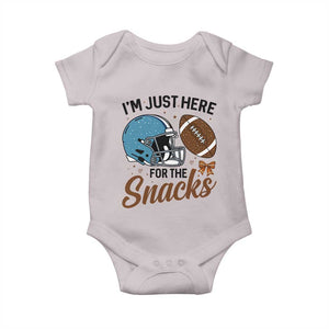 Im Just Here For The Snacks Baby Onesie Bow Football Lover TS12 Ice Gray Print Your Wear