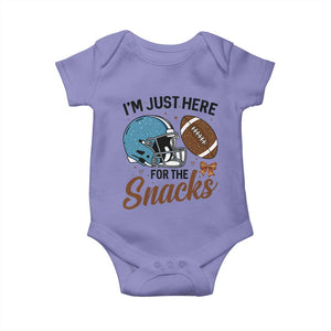 Im Just Here For The Snacks Baby Onesie Bow Football Lover TS12 Violet Print Your Wear