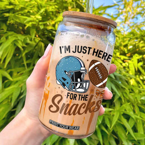 Im Just Here For The Snacks Glass Can Bow Football Lover TS12 White Print Your Wear
