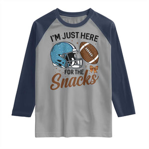Im Just Here For The Snacks Raglan Shirt Bow Football Lover TS12 Sport Gray Navy Print Your Wear