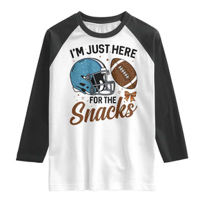 Im Just Here For The Snacks Raglan Shirt Bow Football Lover TS12 White Black Print Your Wear