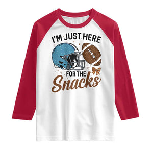 Im Just Here For The Snacks Raglan Shirt Bow Football Lover TS12 White Red Print Your Wear