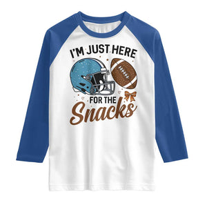 Im Just Here For The Snacks Raglan Shirt Bow Football Lover TS12 White Royal Print Your Wear