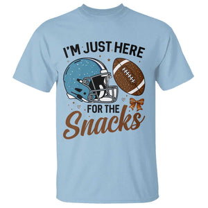 Im Just Here For The Snacks T Shirt Bow Football Lover TS12 Light Blue Print Your Wear