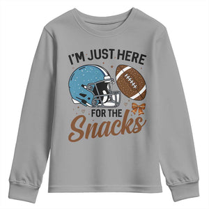 Im Just Here For The Snacks Youth Sweatshirt Bow Football Lover TS12 Sport Gray Print Your Wear