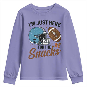Im Just Here For The Snacks Youth Sweatshirt Bow Football Lover TS12 Violet Print Your Wear