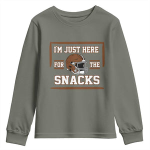 Im Just Here For The Snacks Youth Sweatshirt Football Fan Gift TS12 Military Green Print Your Wear